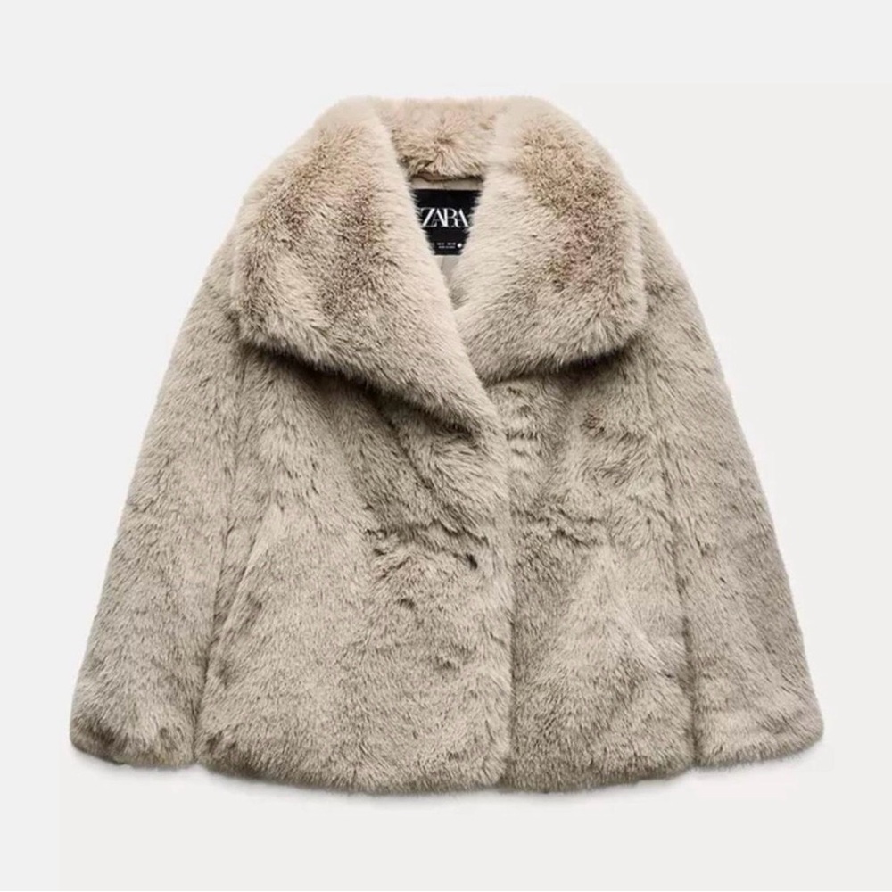 ZARA Beige Faux Fur coat